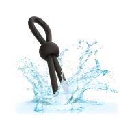 Alpha Liquid Silicone Lasso Cock Ring - Black