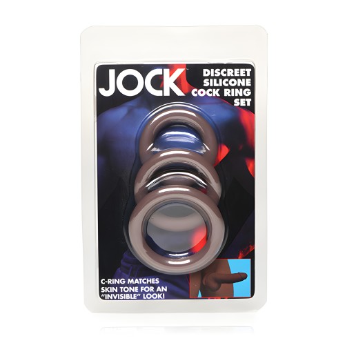Conjunto de 3 Anillos para el Pene de Silicona Jock - Oscuro
