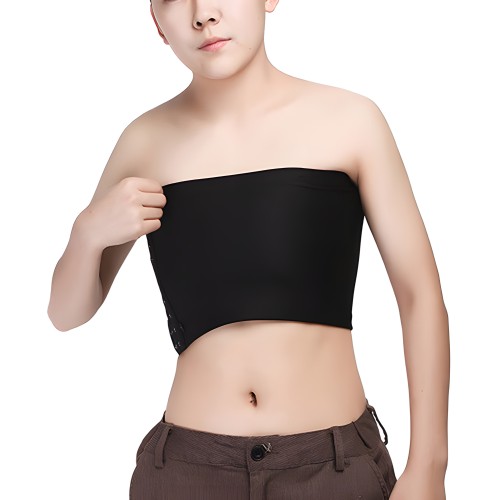 Gender Fluid Strapless Chest Compression Binder - XL Black