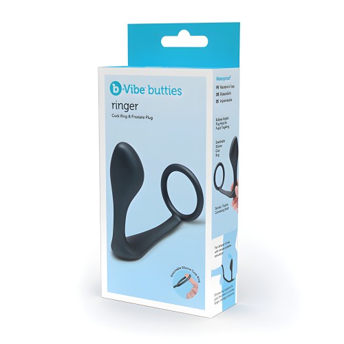 Anillo para el Pene y Plug Prostático b-Vibe Butties - Negro