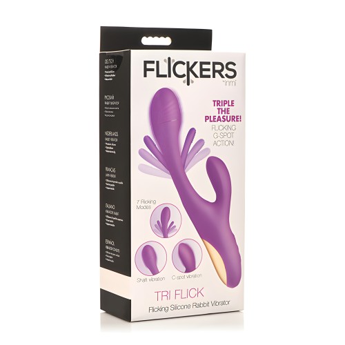 Vibrador Conejo Inmi Tri-Flick - Púrpura