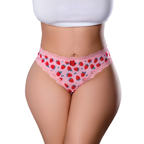 Sweet Treats Crotchless Thong w/Wicked Sensual Care Strawberry Lube - Pink QN