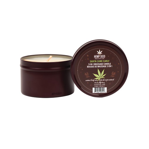 Earthly Body 2024 Holiday 3 en 1 Vela de Masaje - 6 oz Santa Llegó Temprano