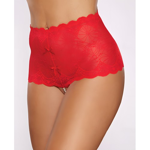 Lencería Crotchless Allure Pasión y Perlas - Rojo