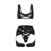 Thalia Mesh & Lace Set - Black XL