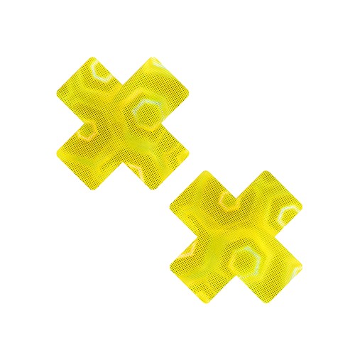Neva Nude Holographic Pasties - Neon Yellow