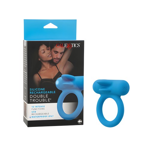 Acelerador para Parejas Silicona Recargable Double Trouble - Azul