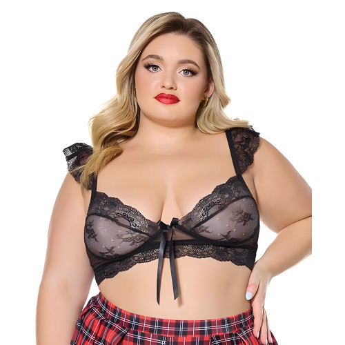 Bralette de Encaje elástico con Copas Suaves - Negro QN