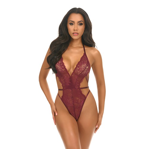 Lina Lace Halter Teddy Zinfandel L/XL
