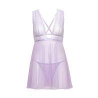 Stassi Lace & Mesh Babydoll - Lavender
