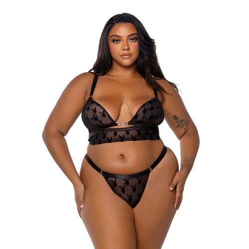 Conjunto Bralette Playboy Bunny Charm - Negro