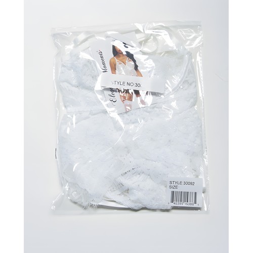 Victoria Conjunto de Bralette de Encaje de Pestañas con Panty y Cintura Ajustable - Blanco LG