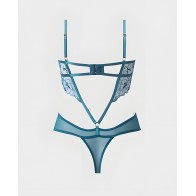 Teddy de Encaje Nova con Ligas - Azul Jade LG