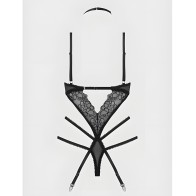 Eden Embroidered Lace Teddy - Black XL