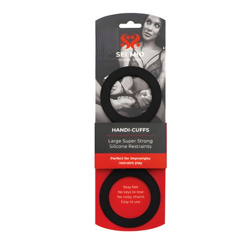 Sei Mio Handi Cuffs - Large Black Silicone Restraints