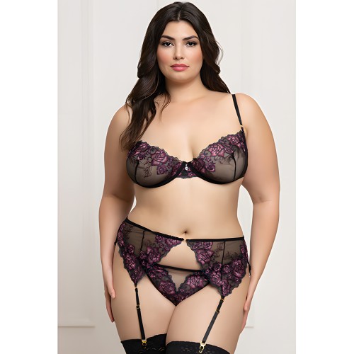 Floral Lace Underwire Bra Set