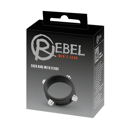 Rebel Anillo para el Pene con Estrellas - Negro