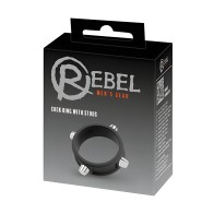 Rebel Anillo para el Pene con Estrellas - Negro
