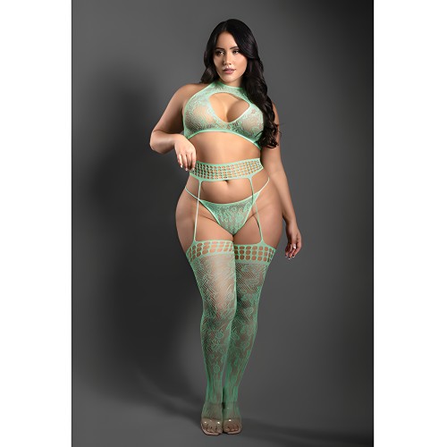 Conjunto de Encaje de Punto Corazón de Cristal