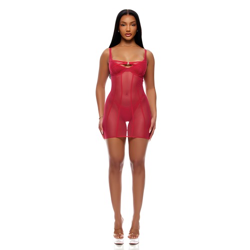 Conjunto Chemise de Malla Transparente y Thong - Diseño Atractivo