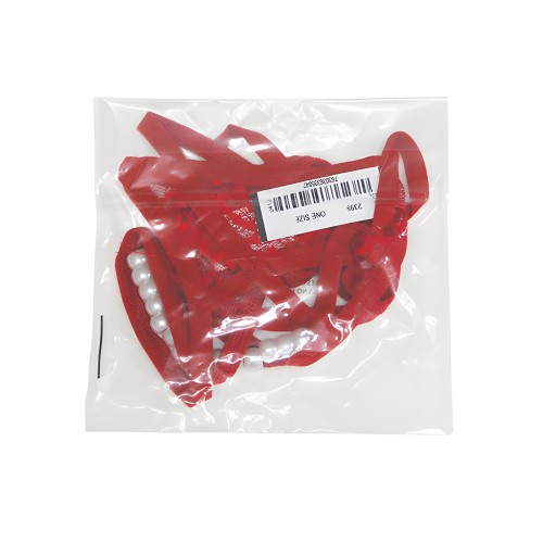 G-String Moderno con Detalle de Perlas - Rojo O/S