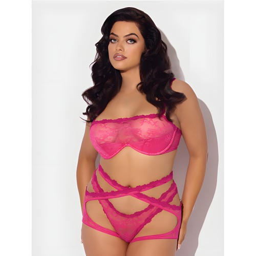 Yvone Lace Bra Set - Pink 1X/2X