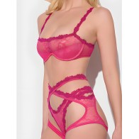 Conjunto de Sujetador de Encaje Yvone - Rosa Mediano | Lencería Elegante