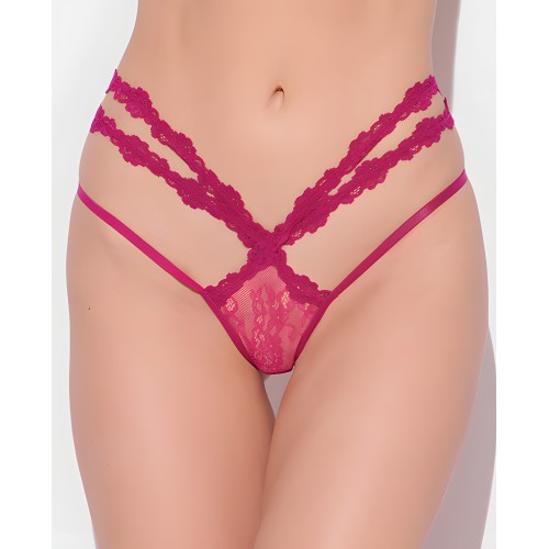 Yvone Lace Strappy Backless Tanga Panty - Pink XL