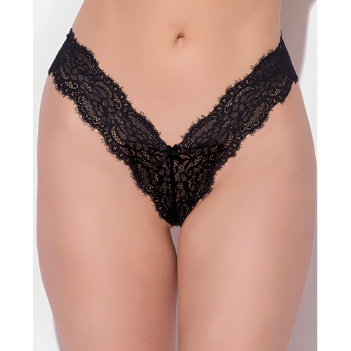 Tanga de Encaje Transparente Lana - Negro LG
