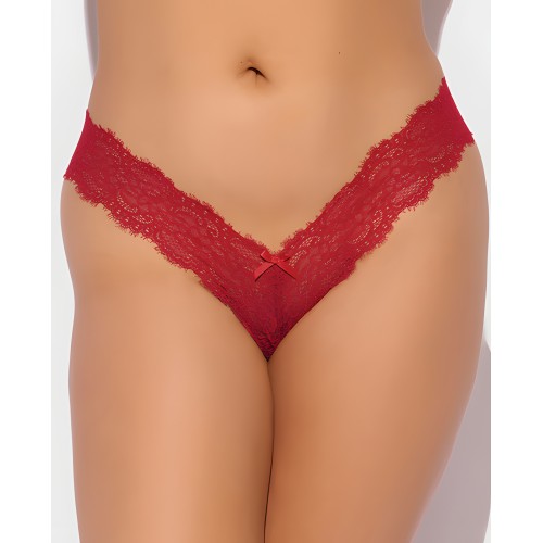 Tanga de Encaje Transparente Lana - Rojo 1X/2X