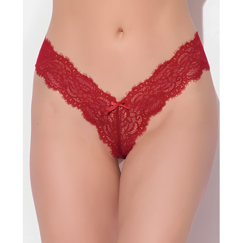 Lana Sheer Lace V-Thong - Red MD