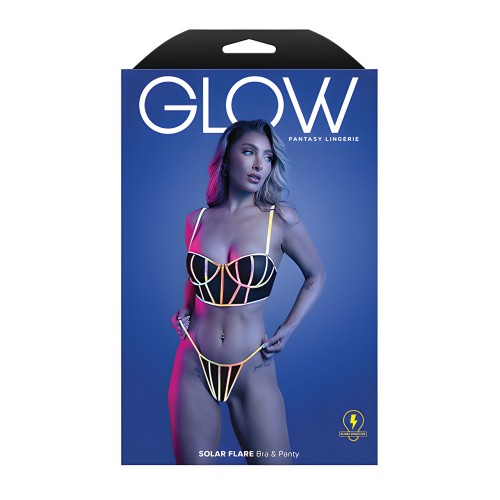 Solar Flare Reflective Bra & Thong - Black M/L