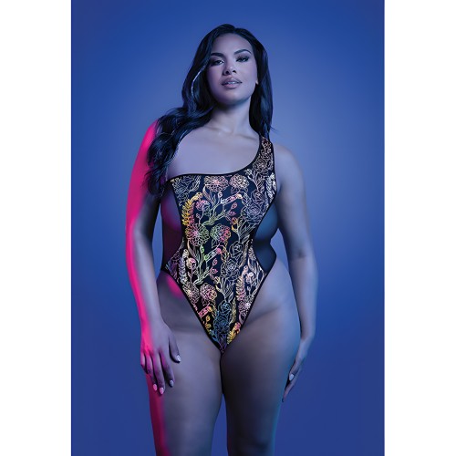 Luminescent Flash Reflective Floral Print Teddy - Black