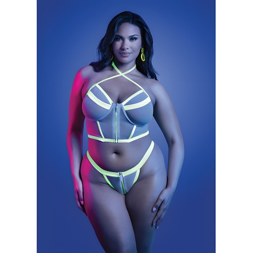 Glow-in-the-Dark Zipper Bralette & Thong