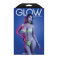 Conjunto de Sujetador y Tanga de Encaje Reactivo a UV