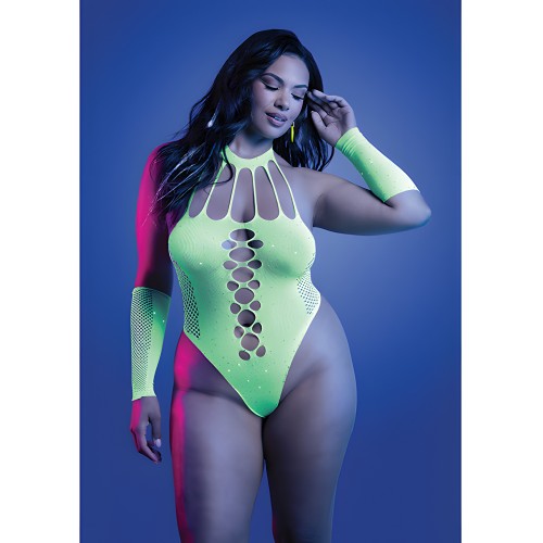 Conjunto de Teddy con Piedras Brillantes - Verde Neón QN