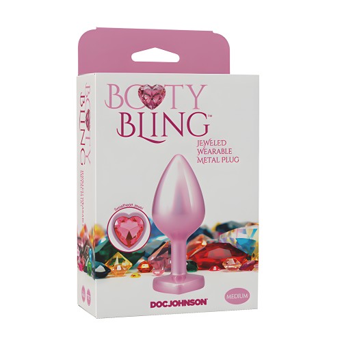 Plug Metálico Jeweled Booty Bling - Mediano Rosa