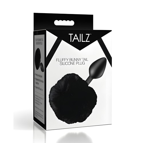 Tailz Fluffy Bunny Tail Silicone Plug - Black