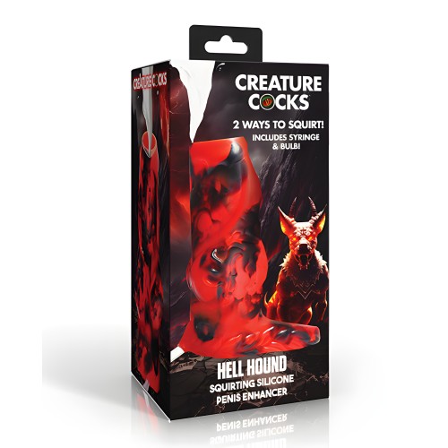 Creature Cocks Hell Hound Squirting Silicone Penis Enhancer - Red