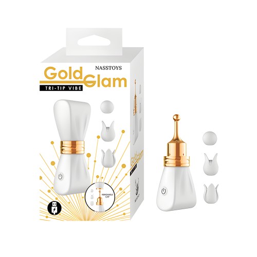 Vibrador Gold Glam Tri-Tip - Blanco