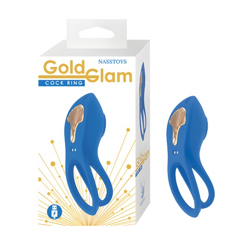 Gold Glam Cock Ring - Blue
