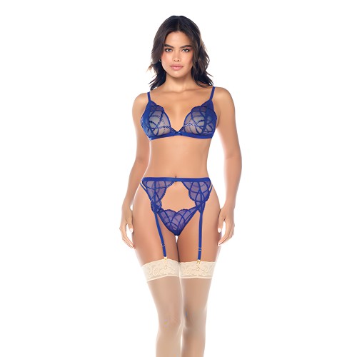 Conjunto de Bralette de Encaje - Azul Zafiro S/M