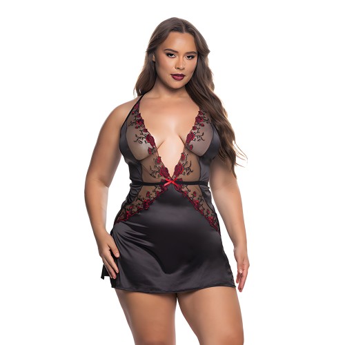 Blossom Beauty Lace Babydoll Black/Red 1X