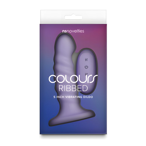 Dildo Vibrante de 5" con Estrías - Morado