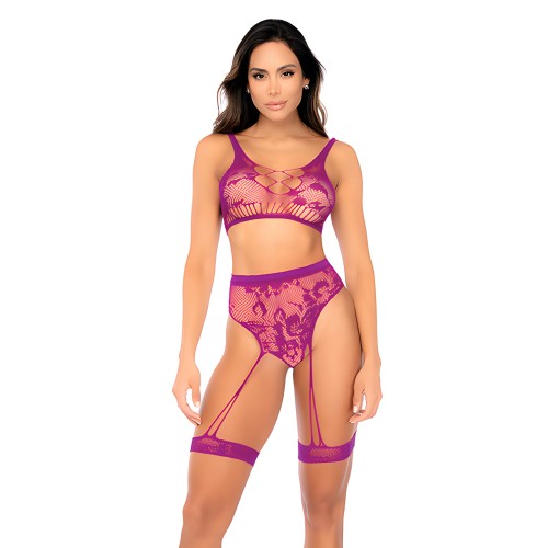 Floral Fishnet Set - Pink Orchid | Seductive Lingerie