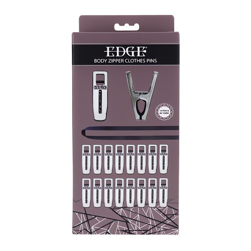 Edge Body Zipper Clothes Pins - Silver