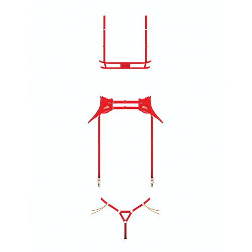 Cecily Lace Cut-Out Bra Thong Red