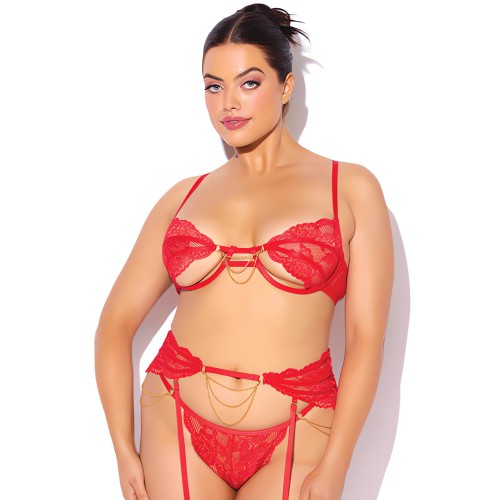 Sostén y Thong Cecily - Rojo 3X/4X