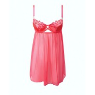 Eden Mesh Chemise Mini Dress - Coral LG