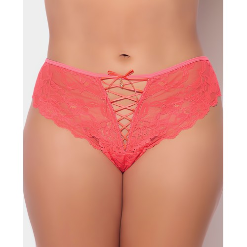 Panty Tanga Bella con Detalle de Joya - Coral